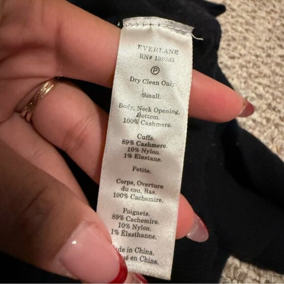 EVERLANE Pullover Mock Neck 100% Cashmere Sweater Black- Size Small - Picture 7 of 11